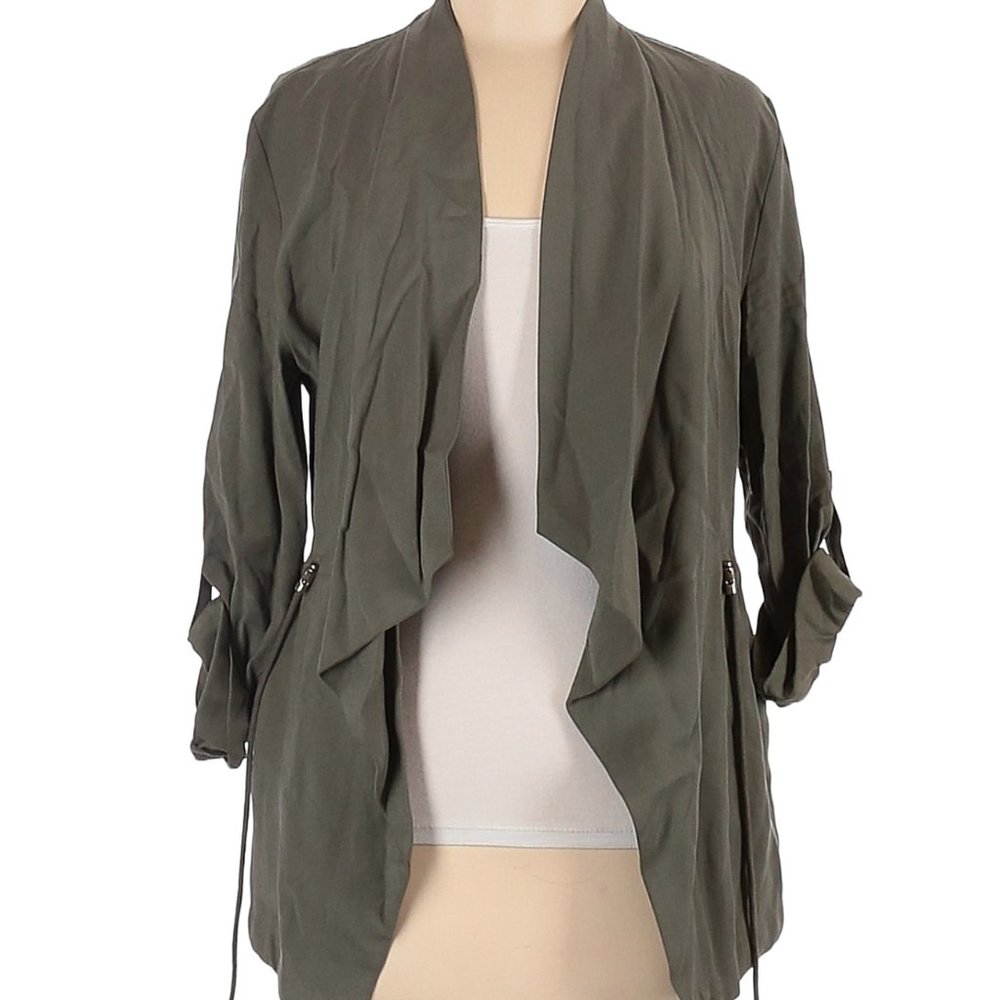 Zara Womens Jacket Cinched Waist Size L, Green